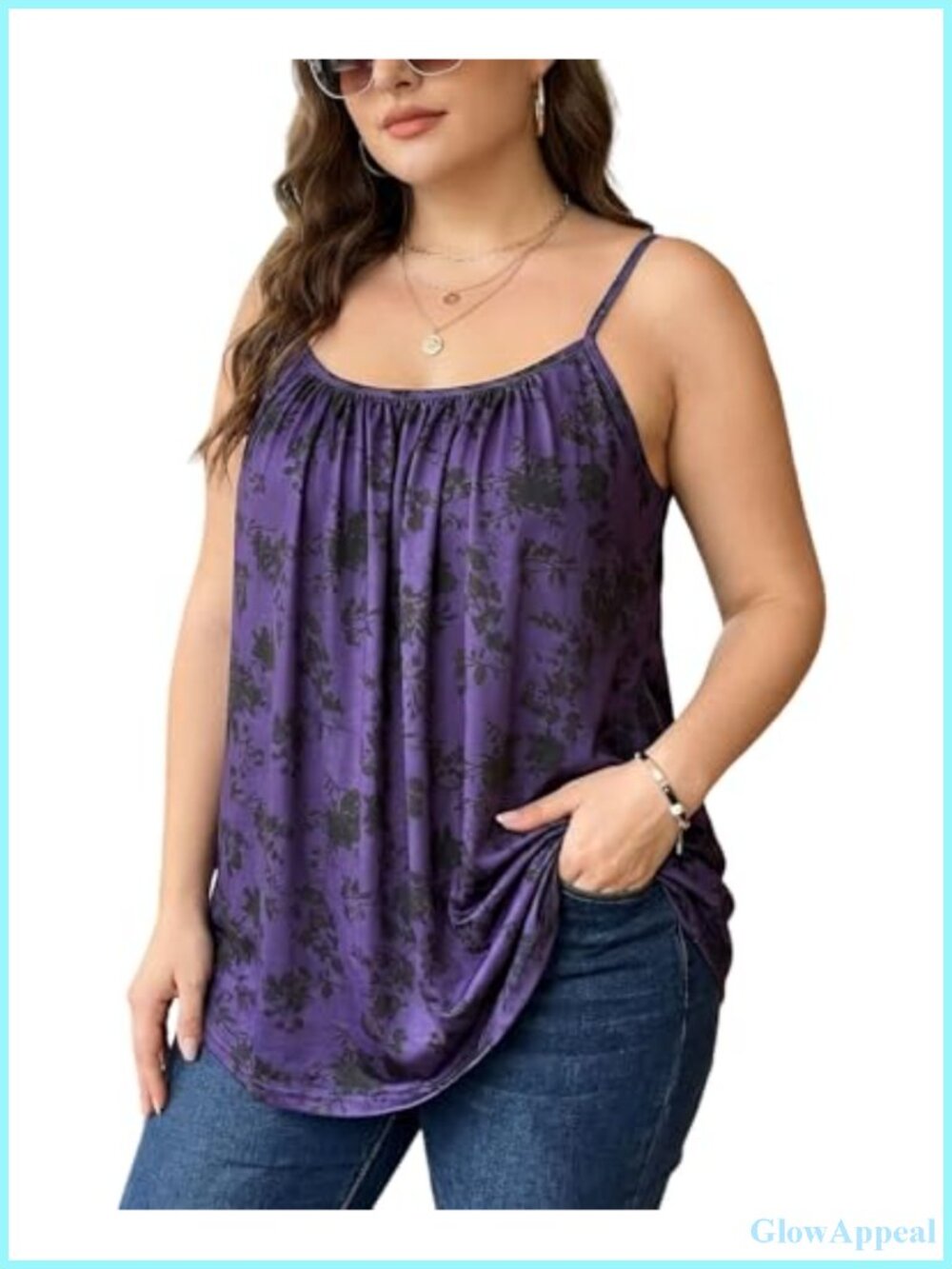 Plus Size Flowy Tank Top Spaghetti Strap Sleeveless Rayon